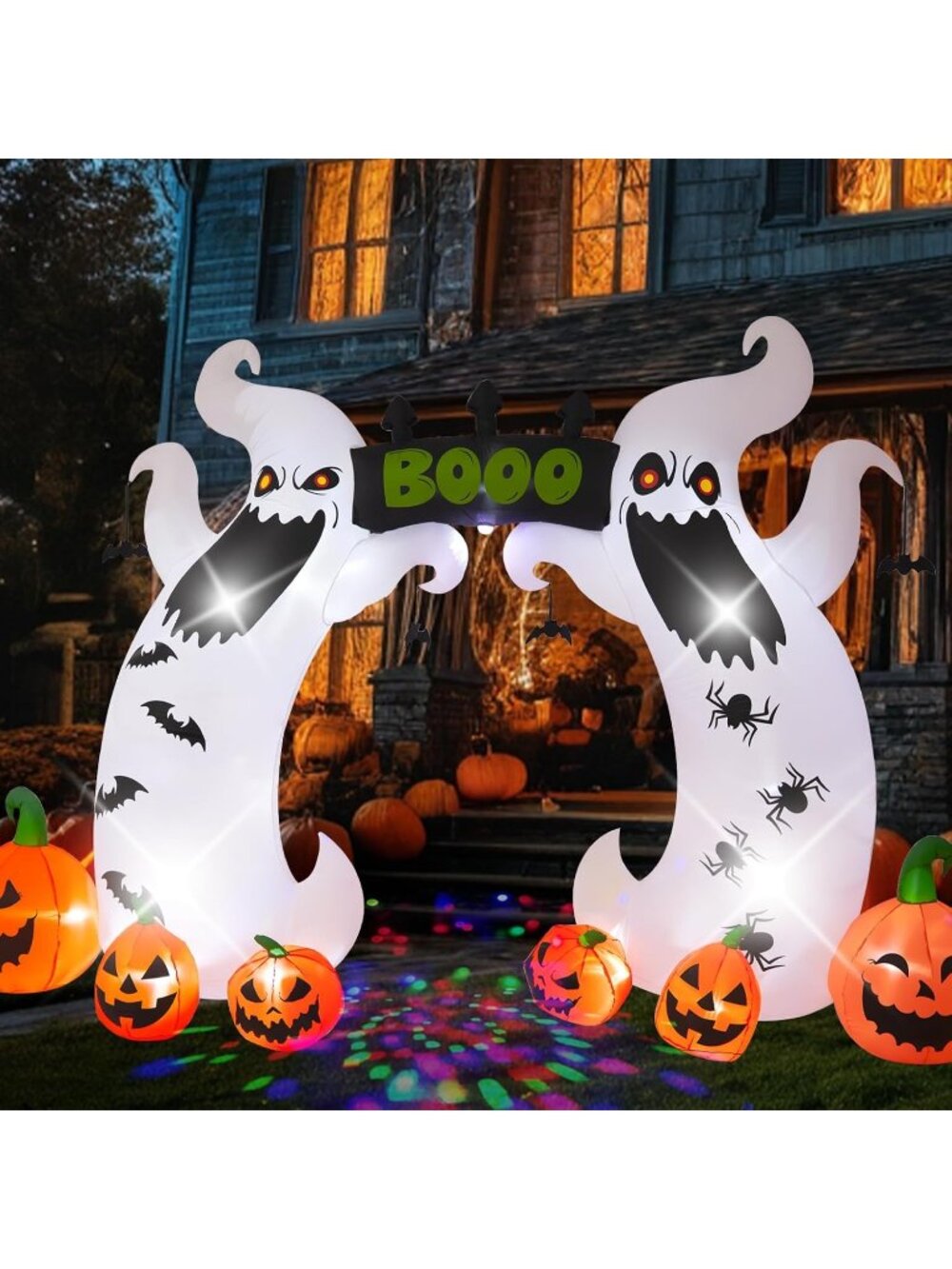 🎃 5 FT Ghost Pumpkin Halloween Inflatable Outdoor Yard Decor LED Lights